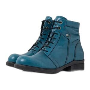 Wolky Women's Center Water Resistant Biker Boot Blue Petrol Leather Size 42 (11)